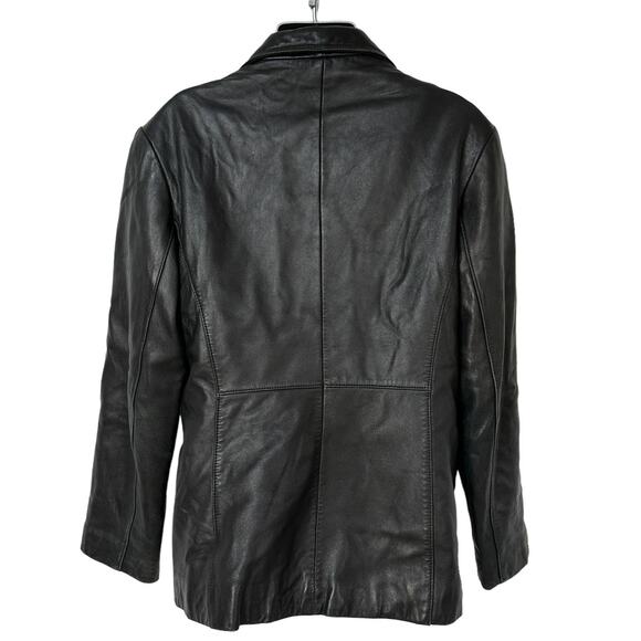 Vintage Leather Jacket Tibor Leathers Black Coat Women's Petite Size Large - Picture 2 of 11